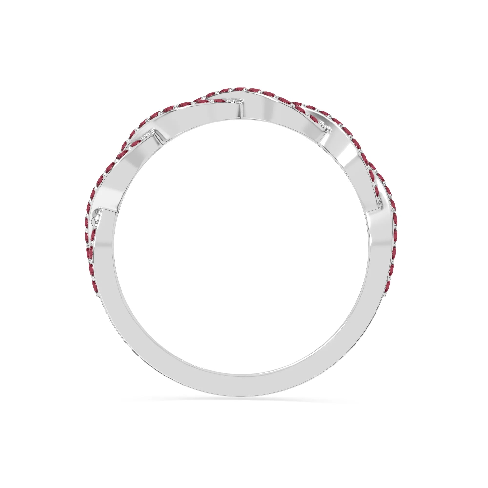 natural ruby twisted wedding band rings in sterling silver 