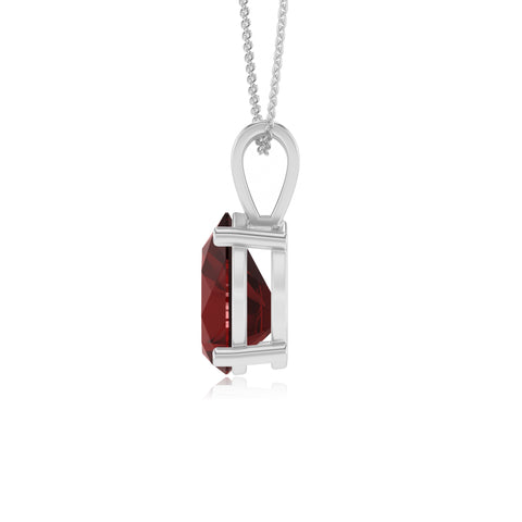 natural garnet pear shape solitaire v-bale pendant necklace