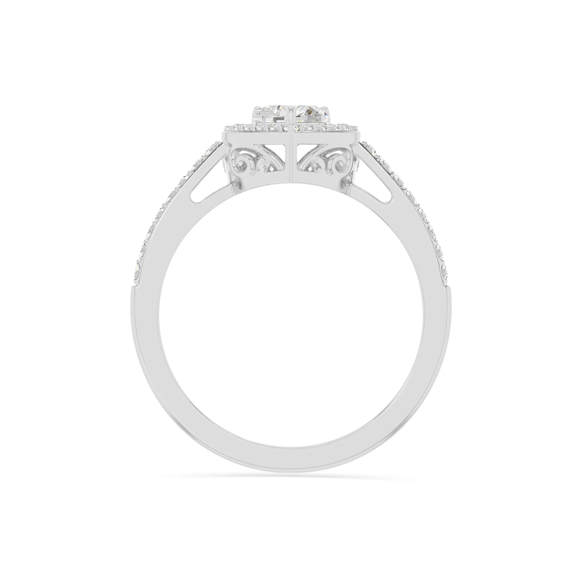 natural moissanite solitaire halo engagement rings in sterling silver 