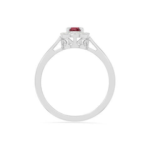 natural ruby solitaire halo engagement rings in sterling silver 