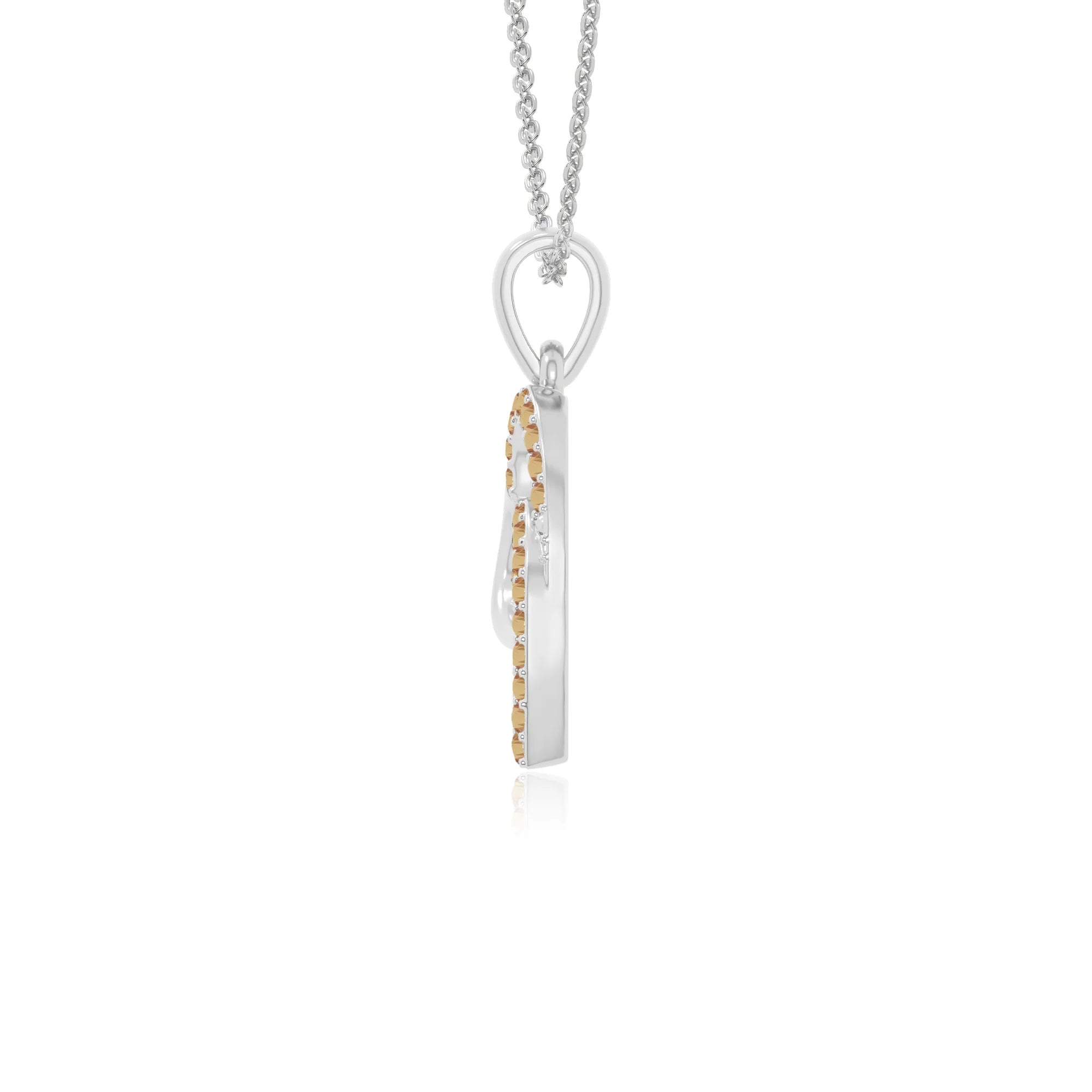 natural citrine heart in heart necklaces in sterling silver 