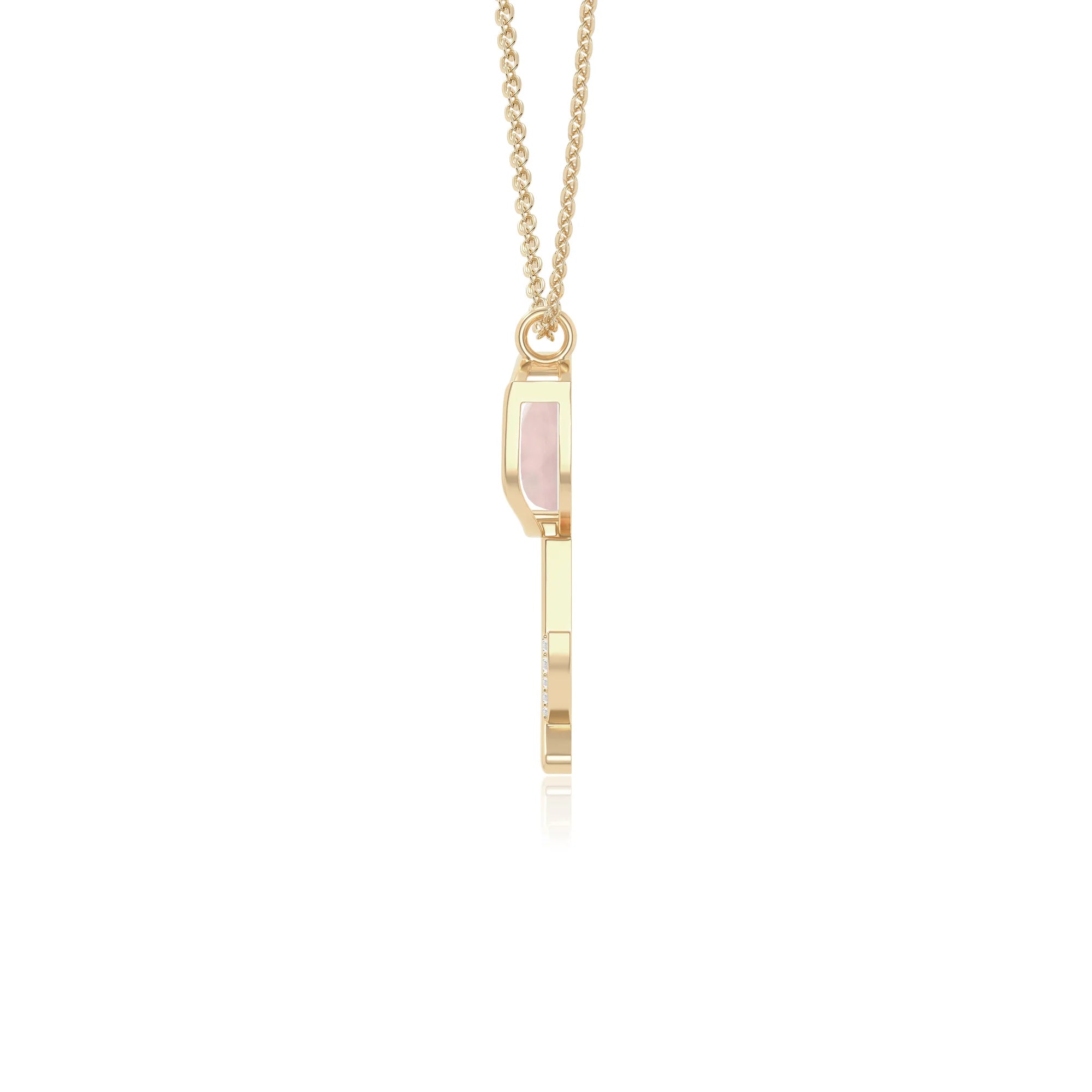 rose quartz tulip necklaces in yellow gold vermeil 