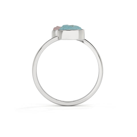 aquamarine-morganite rough shape stackable bezel-set ring