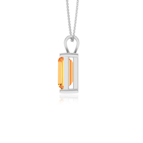 lab grown citrine emerald-cut shape solitaire v-bale pendant necklace