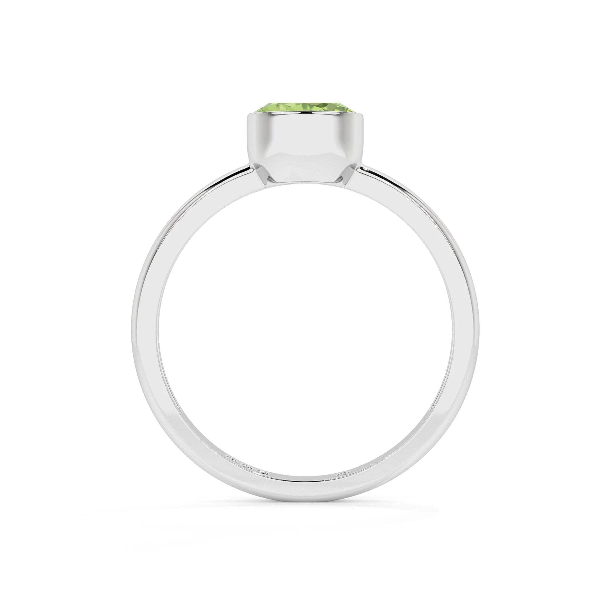 peridot round cut stackable bezel-set ring