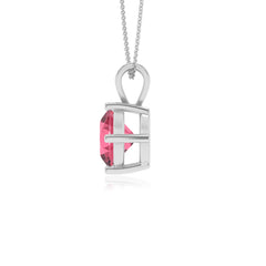 lab grown pink-tourmaline round shape solitaire v-bale pendant necklace