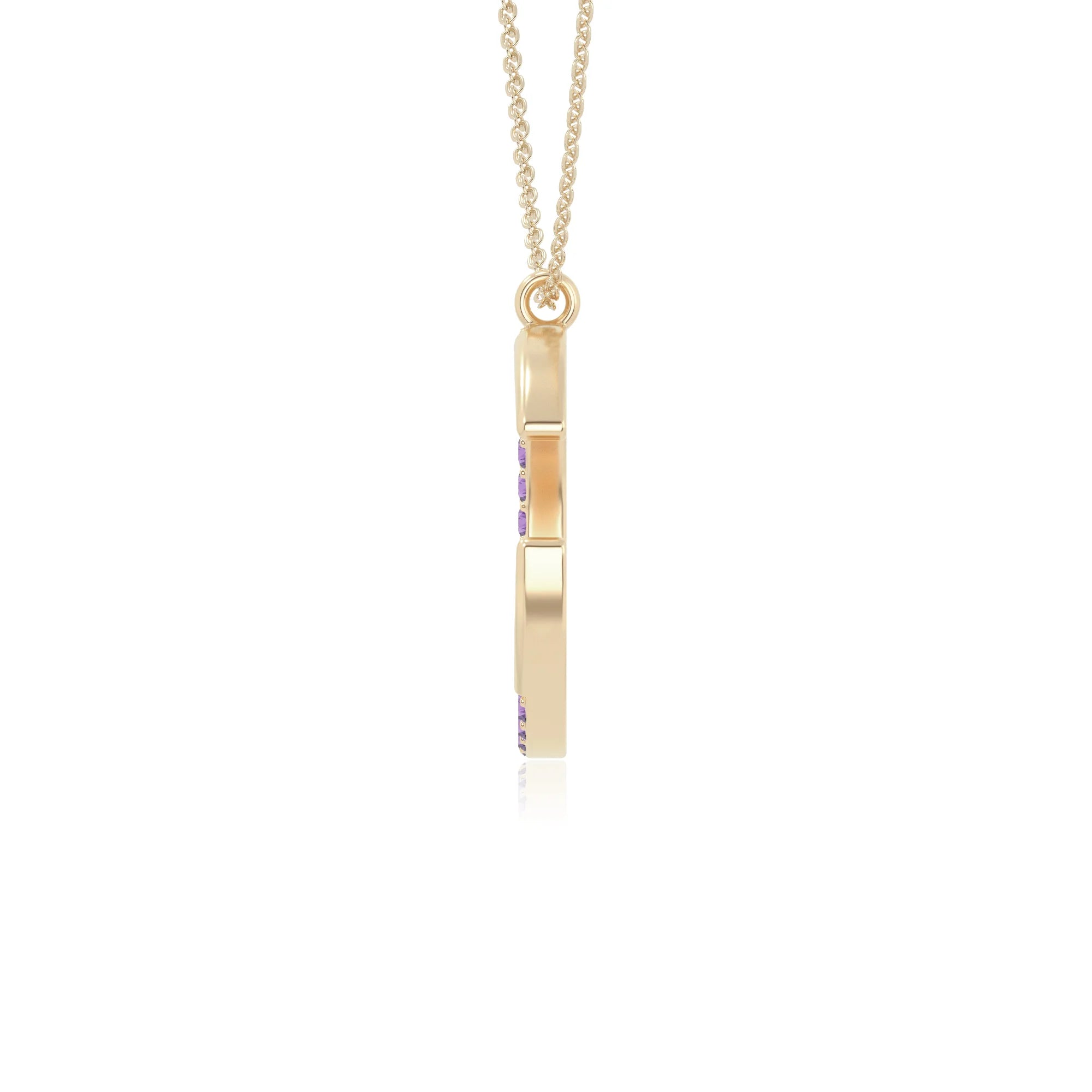 natural amethyst moon & star necklaces in yellow gold vermeil 