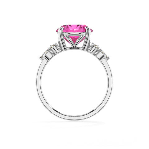 lab-grown pink-sapphire round solitaire engagement ring