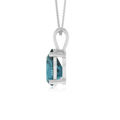 natural london-blue-topaz pear shape solitaire v-bale pendant necklace