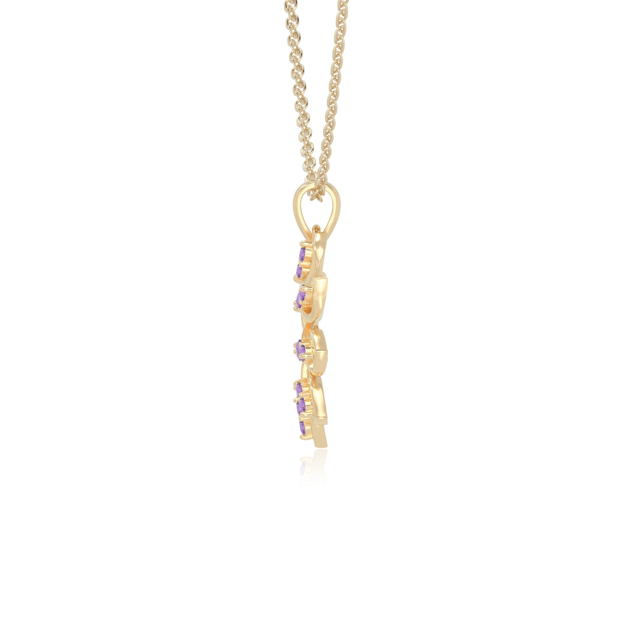 natural amethyst flower necklaces in yellow gold vermeil 