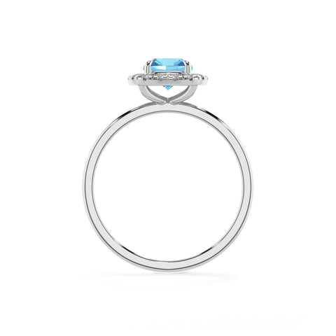 natural swiss blue topaz cushion halo solitaire engagement ring