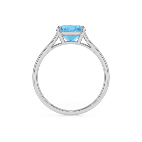 natural swiss blue topaz cushion solitaire engagement ring