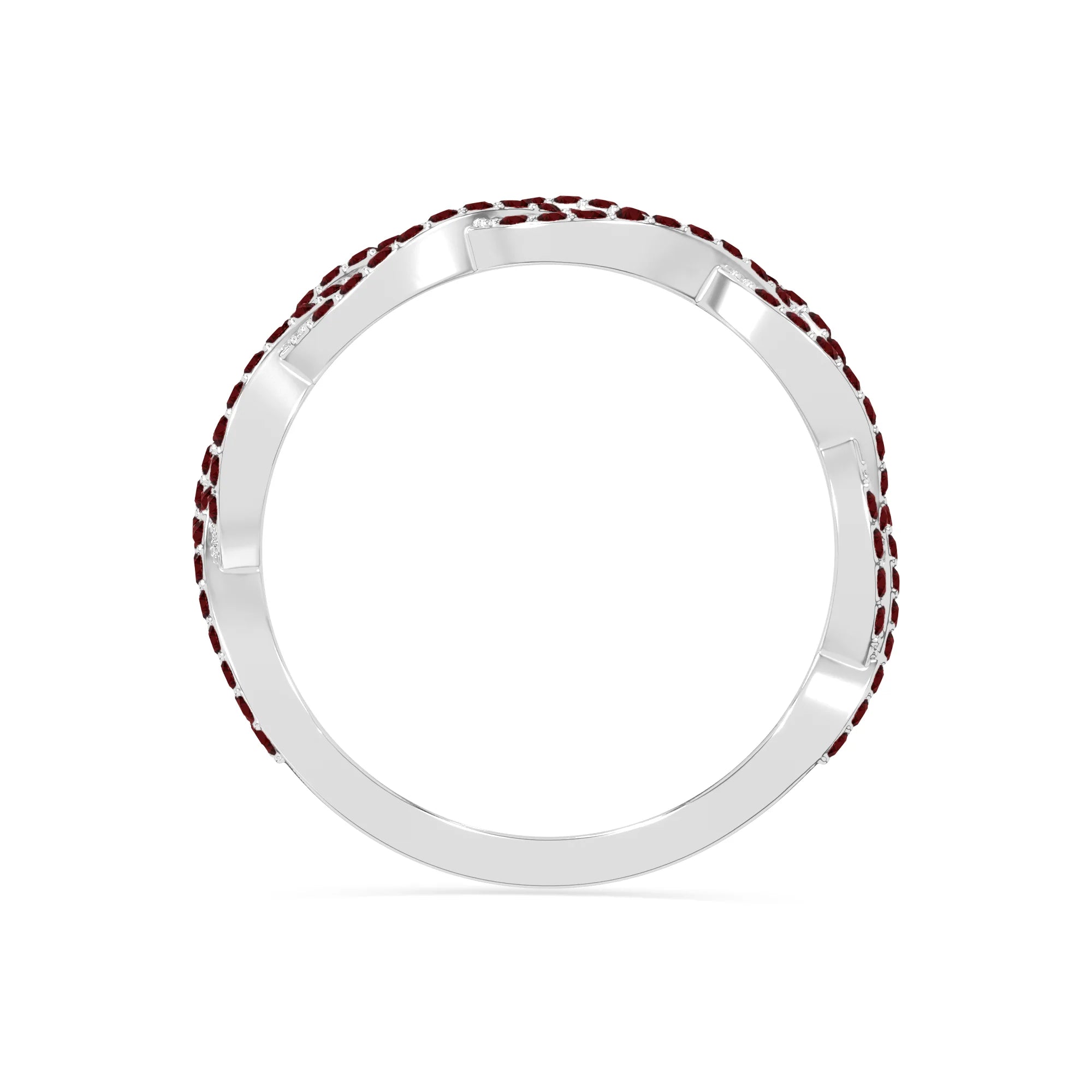 natural garnet twisted braided wedding band rings in sterling silver 
