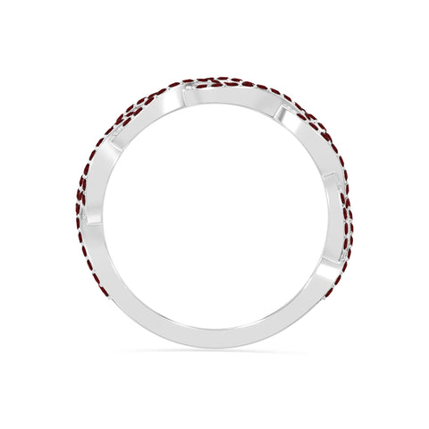 natural garnet twisted braided wedding band rings in sterling silver 