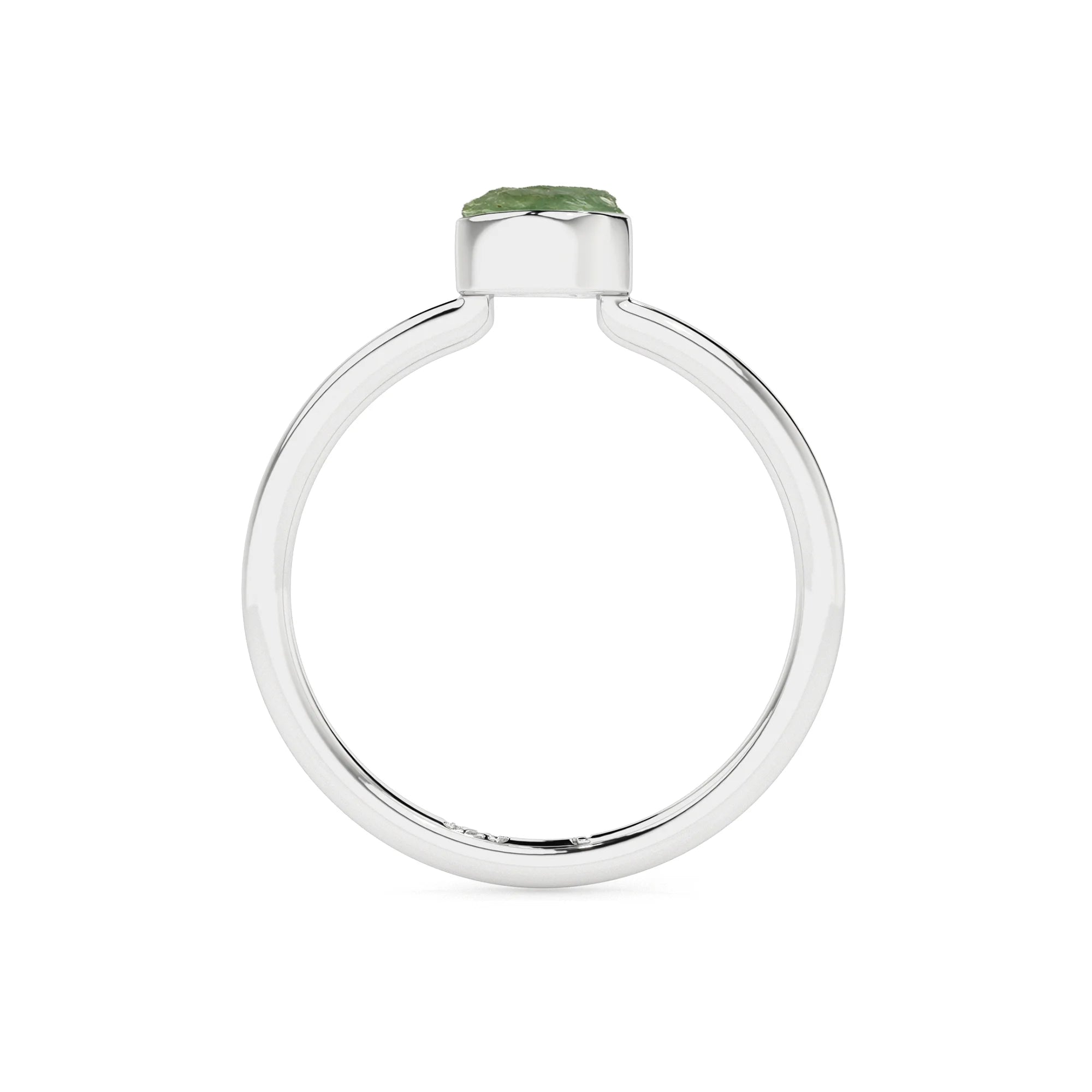 green-tourmaline rough shape stackable bezel-set ring