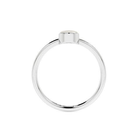 freshwater cultured pearl oval cab stackable bezel-set ring