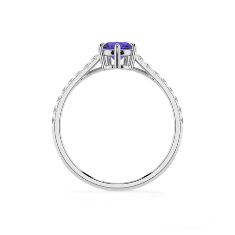 lab-grown tanzanite pear half eterity solitaire engagement ring