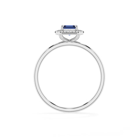 lab-grown blue-sapphire emerald halo solitaire engagement ring