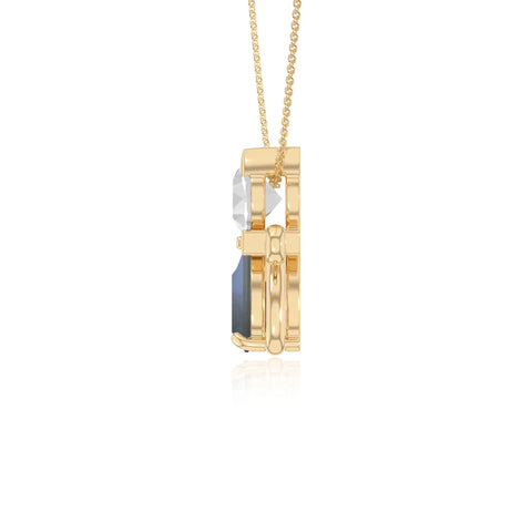 natural blue-sapphire heart in heart necklaces in yellow gold vermeil 