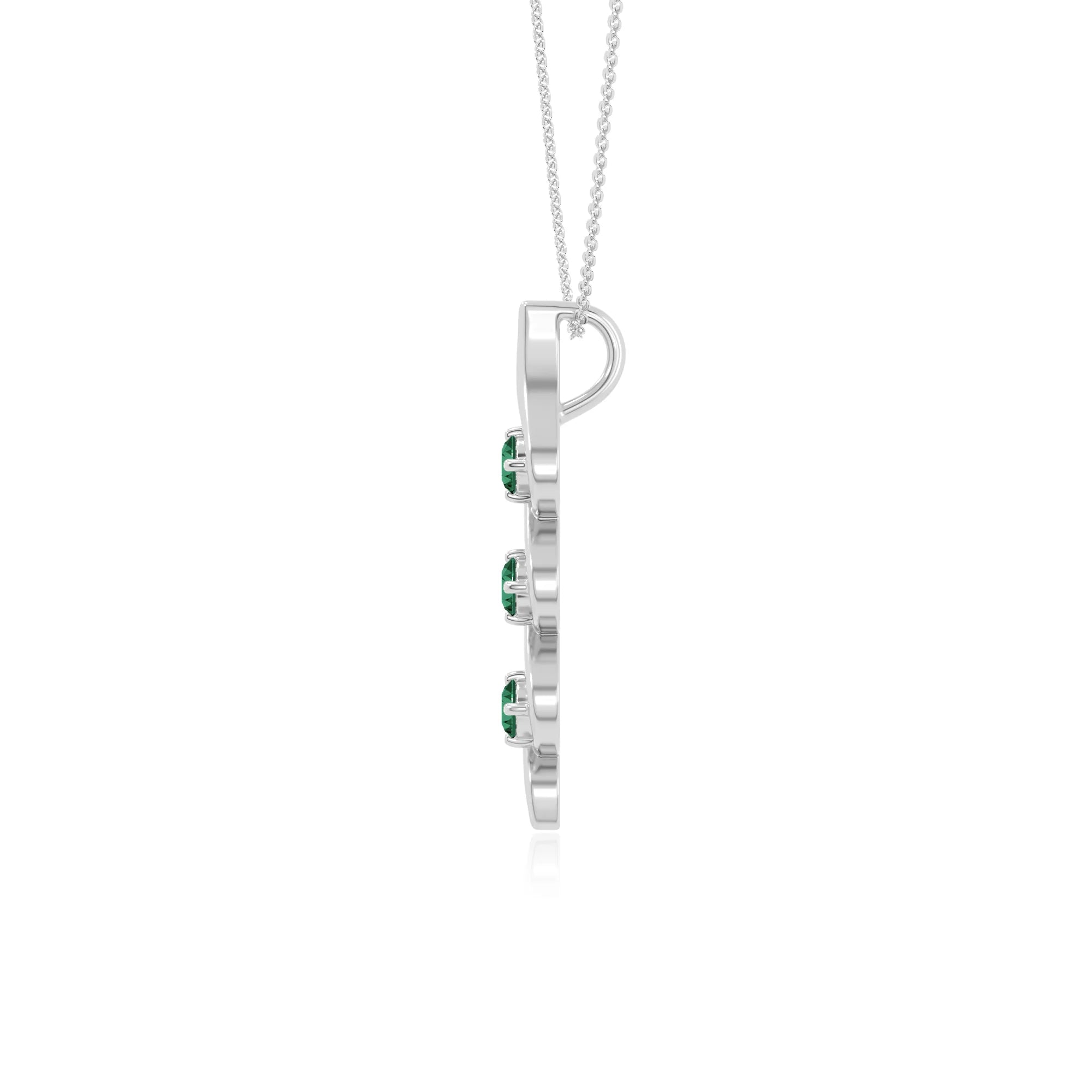 natural emerald 3 stone helix necklaces in sterling silver 