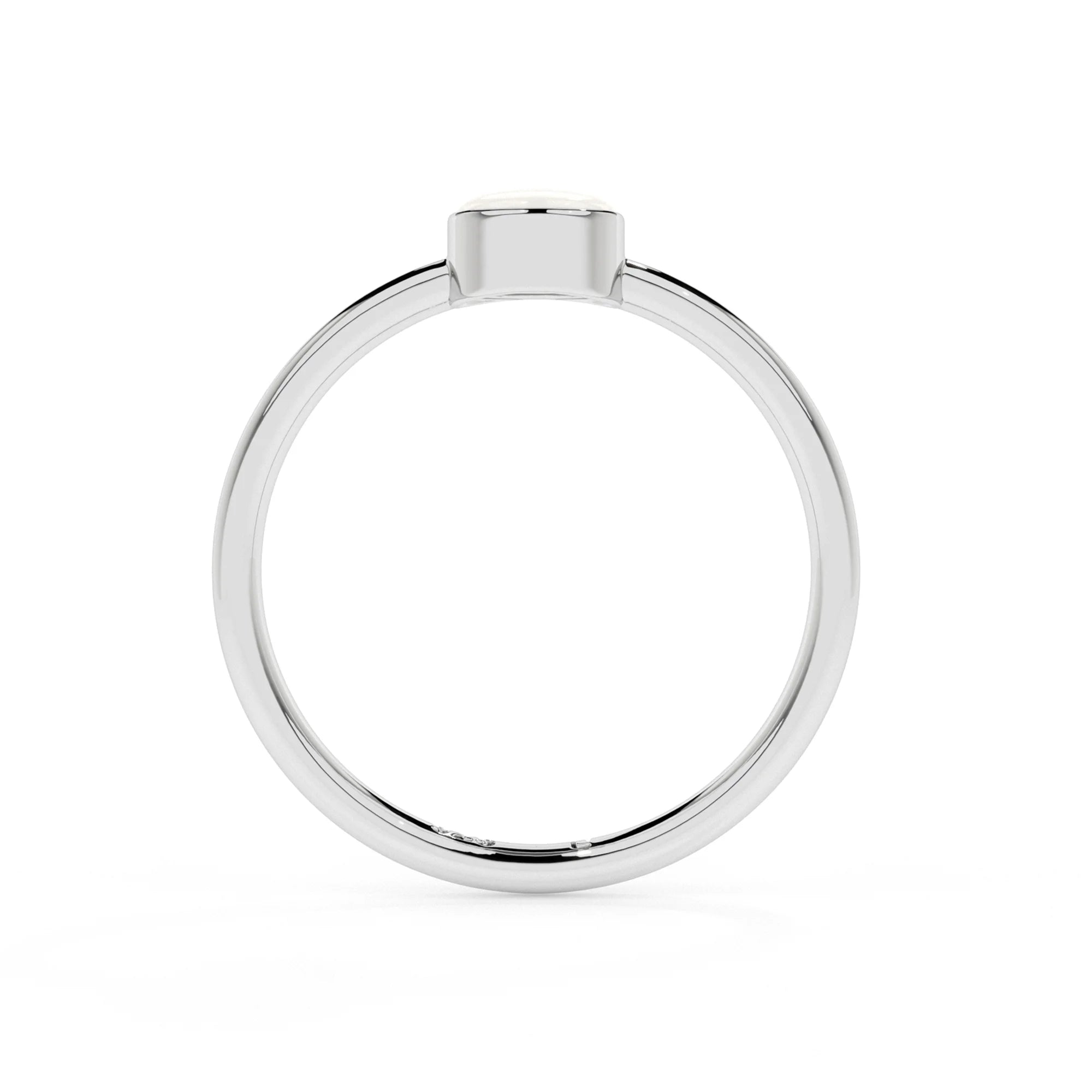 freshwater cultured pearl round cab stackable bezel-set ring