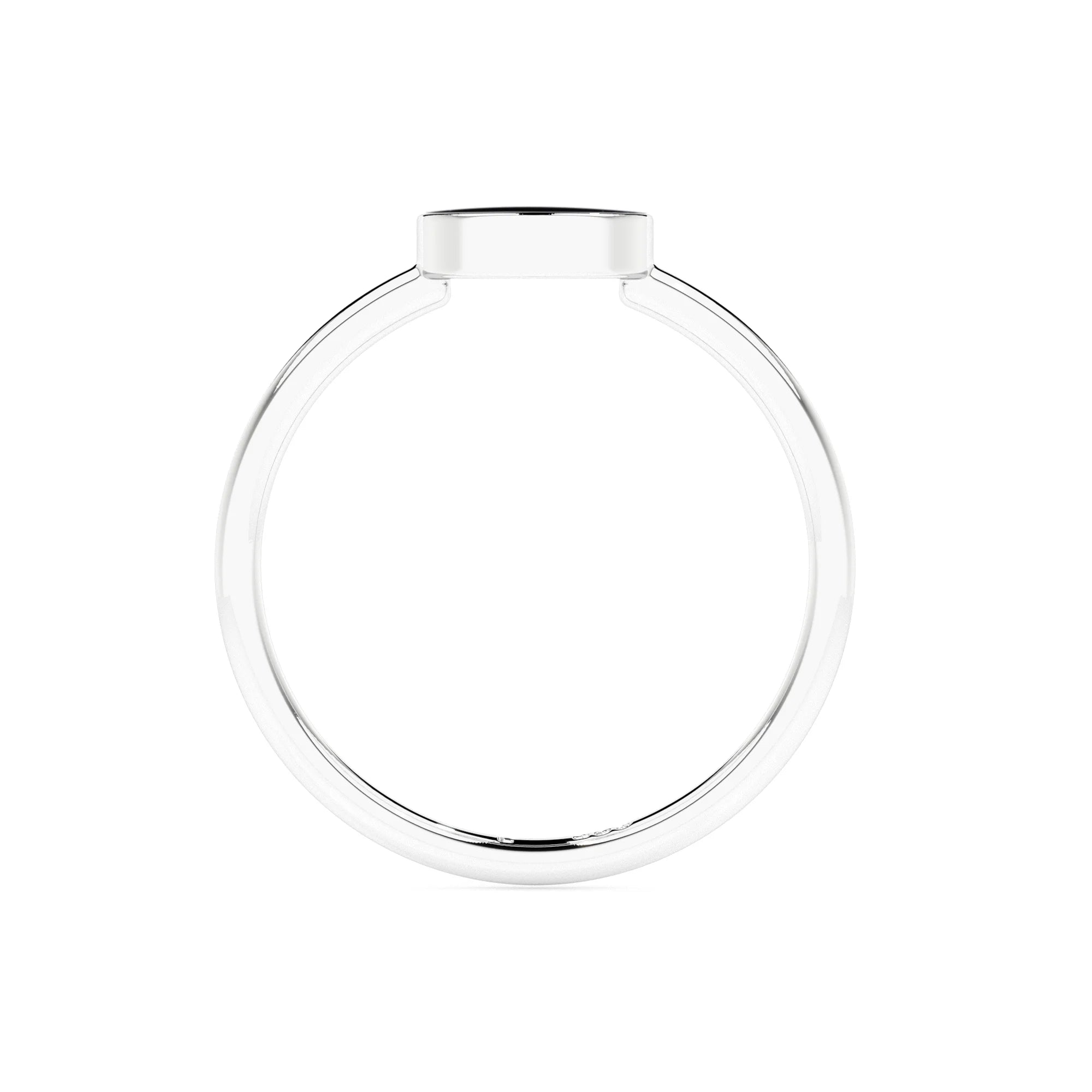 black tourmaline moon shape stackable bezel-set ring