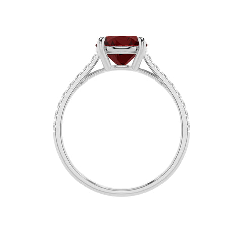 natural garnet round half eterity solitaire engagement ring