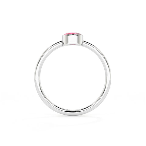 pink tourmaline oval cut stackable bezel-set ring