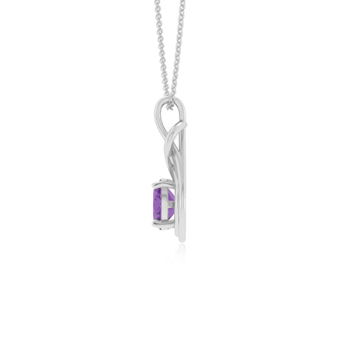 lab grown amethyst round shape solitaire infinity knot pendant necklace