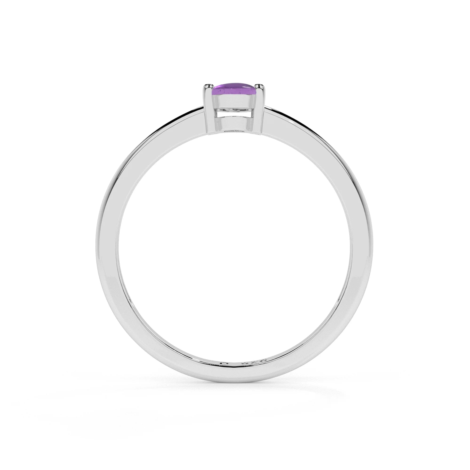 amethyst oval cab stackable prong-set ring