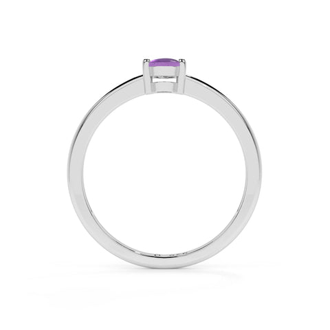 amethyst oval cab stackable prong-set ring