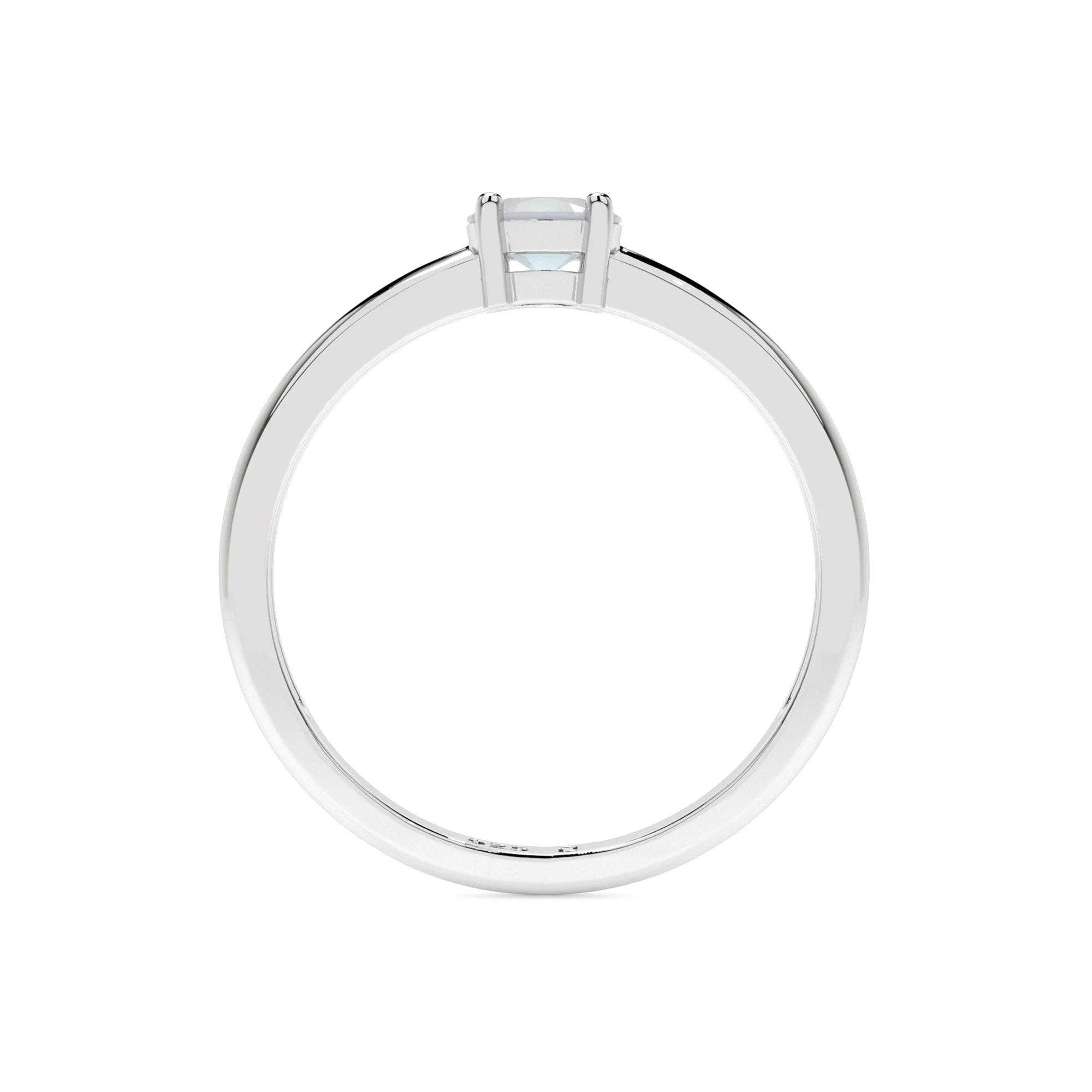 rainbow moonstone round cut stackable prong-set ring