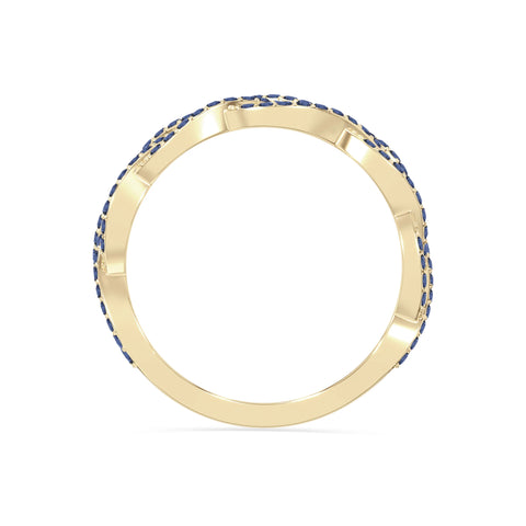 natural blue sapphire twisted braided wedding band rings in yellow gold vermeil