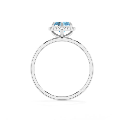 natural swiss blue topaz heart halo solitaire engagement ring