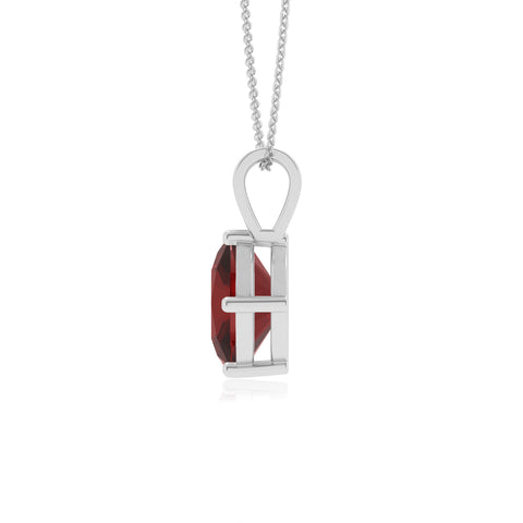 natural garnet cushion shape solitaire v-bale pendant necklace