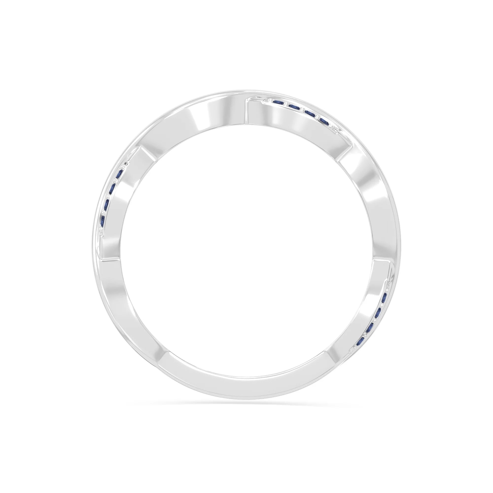 natural blue sapphire twisted wedding band rings in sterling silver 