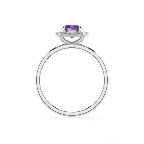 lab grown amethyst cushion halo solitaire engagement ring