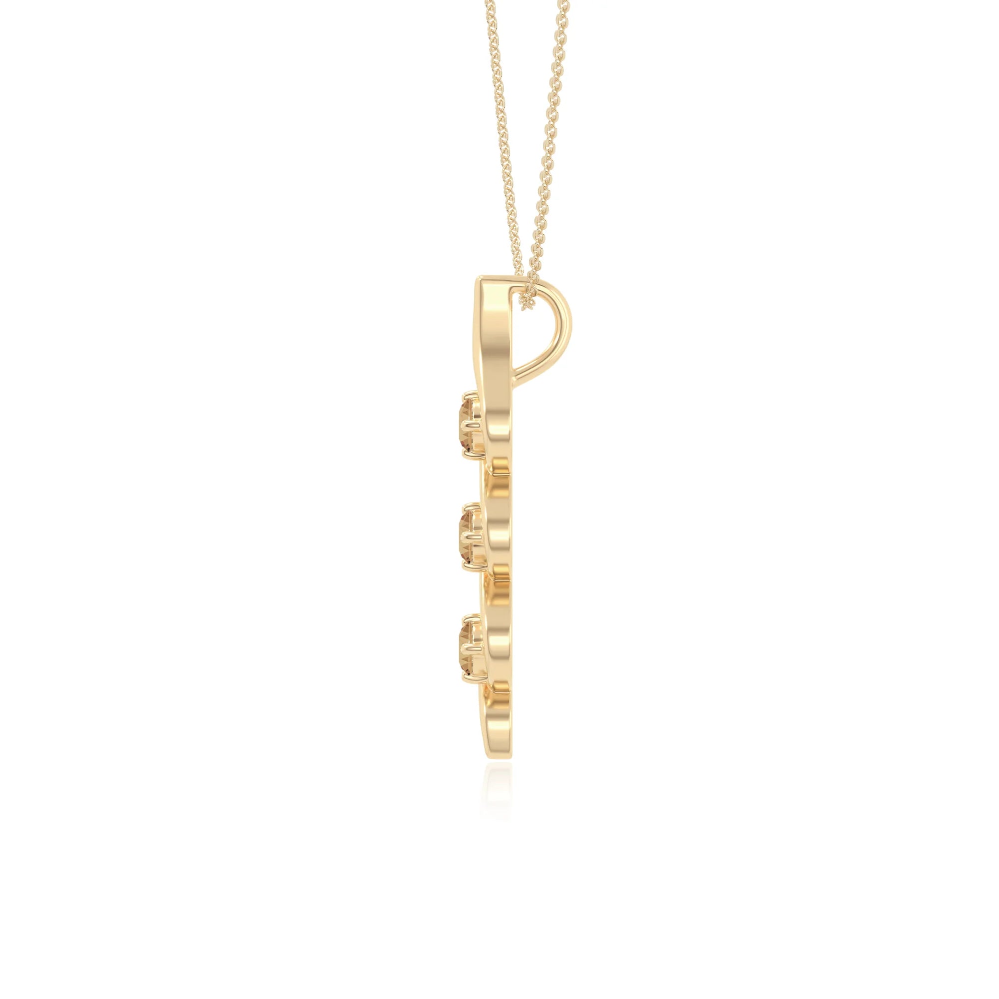 natural citrine 3 stone helix necklaces in yellow gold vermeil 