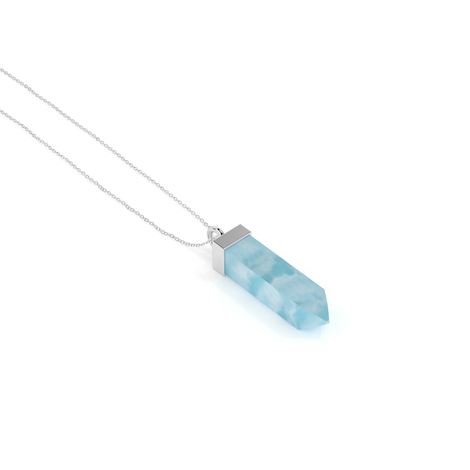 natural larimar pentagon shape pendant necklace