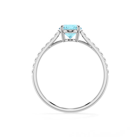 lab grown aquamarine oval half eterity solitaire engagement ring