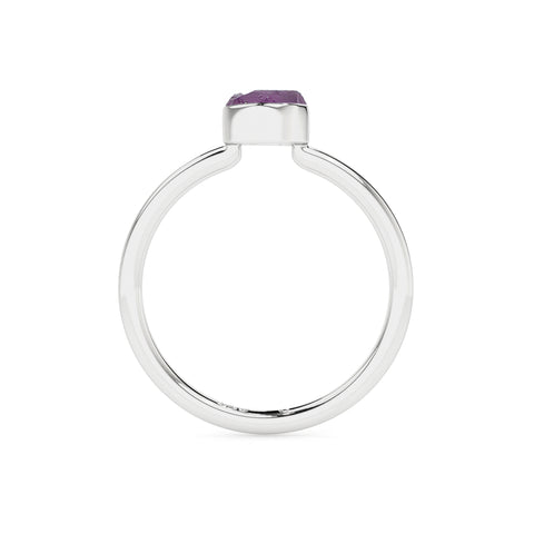 amethyst rough shape stackable bezel-set ring