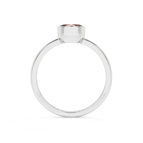 red garnet oval cut stackable bezel-set ring