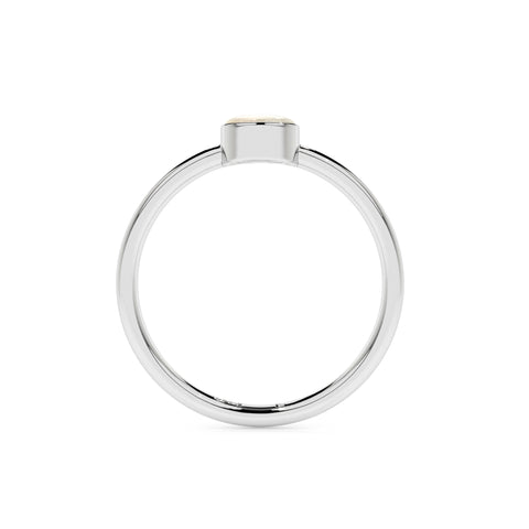 rainbow moonstone round cab stackable bezel-set ring