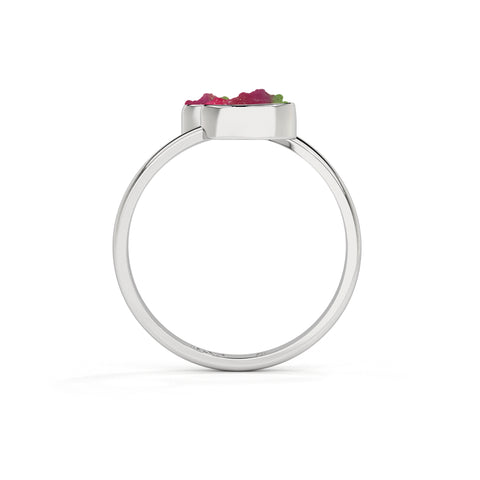 ruby-zoisite rough shape stackable bezel-set ring