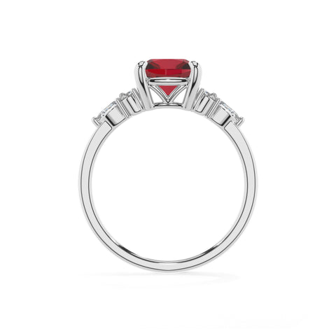 lab-grown ruby cushion solitaire engagement ring