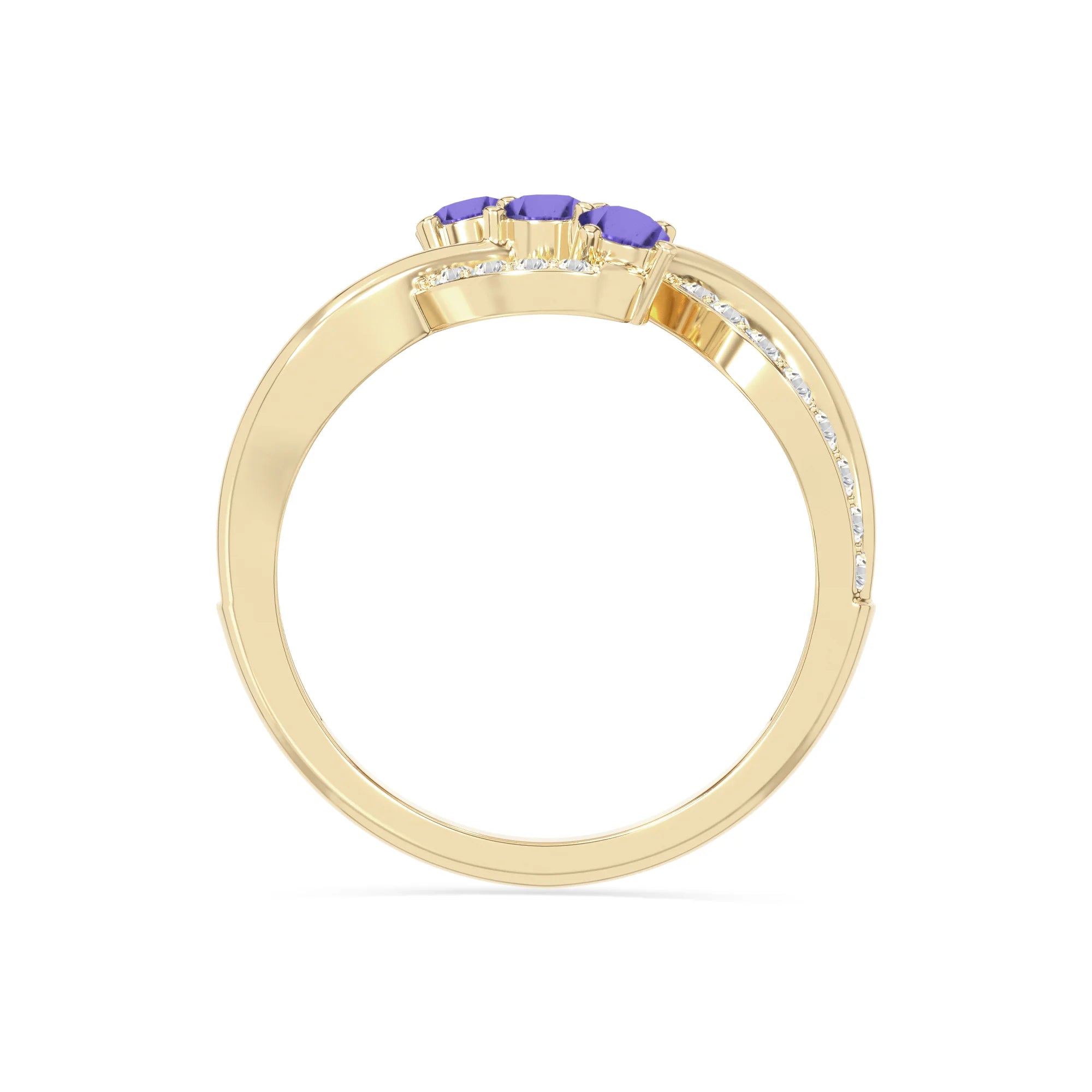 natural tanzanite infinity promise rings in yellow gold vermeil