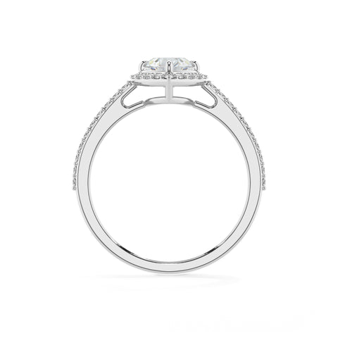 lab-grown moissanite heart half eterity halo solitaire engagement ring