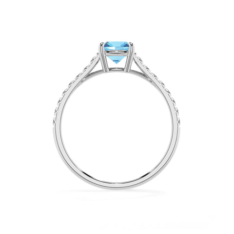 natural swiss blue topaz cushion half eterity solitaire engagement ring