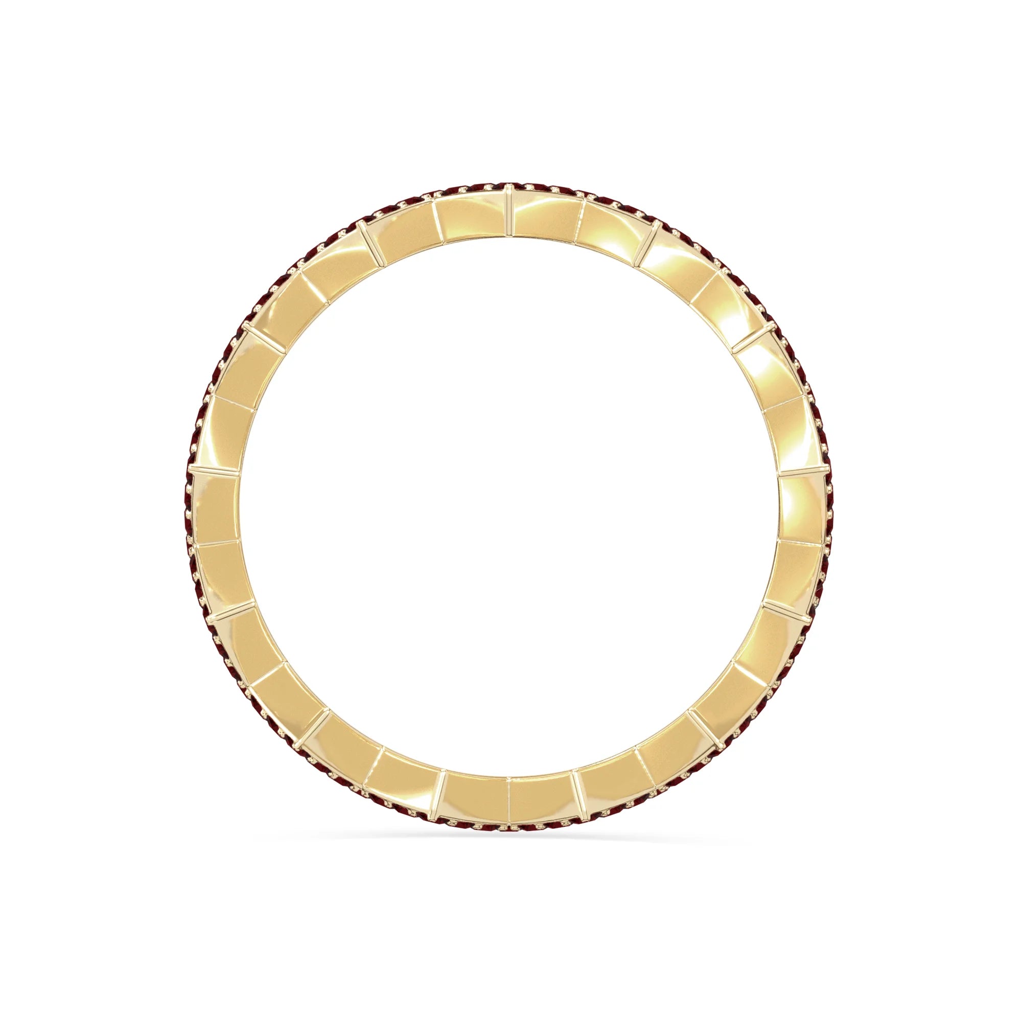 natural garnet zig-zag wedding band rings in yellow gold vermeil