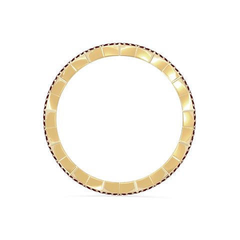 natural garnet zig-zag wedding band rings in yellow gold vermeil